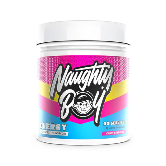 Naughty Boy ENERGY Pre-Workout 390g – Candy Bubblegum flavour tub