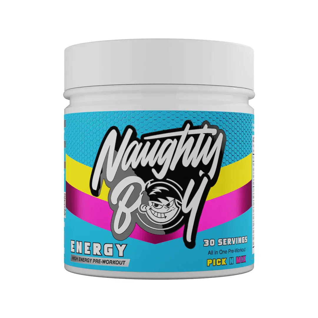Naughty Boy ENERGY Pre-Workout 390g – Pick N Mix flavour tub