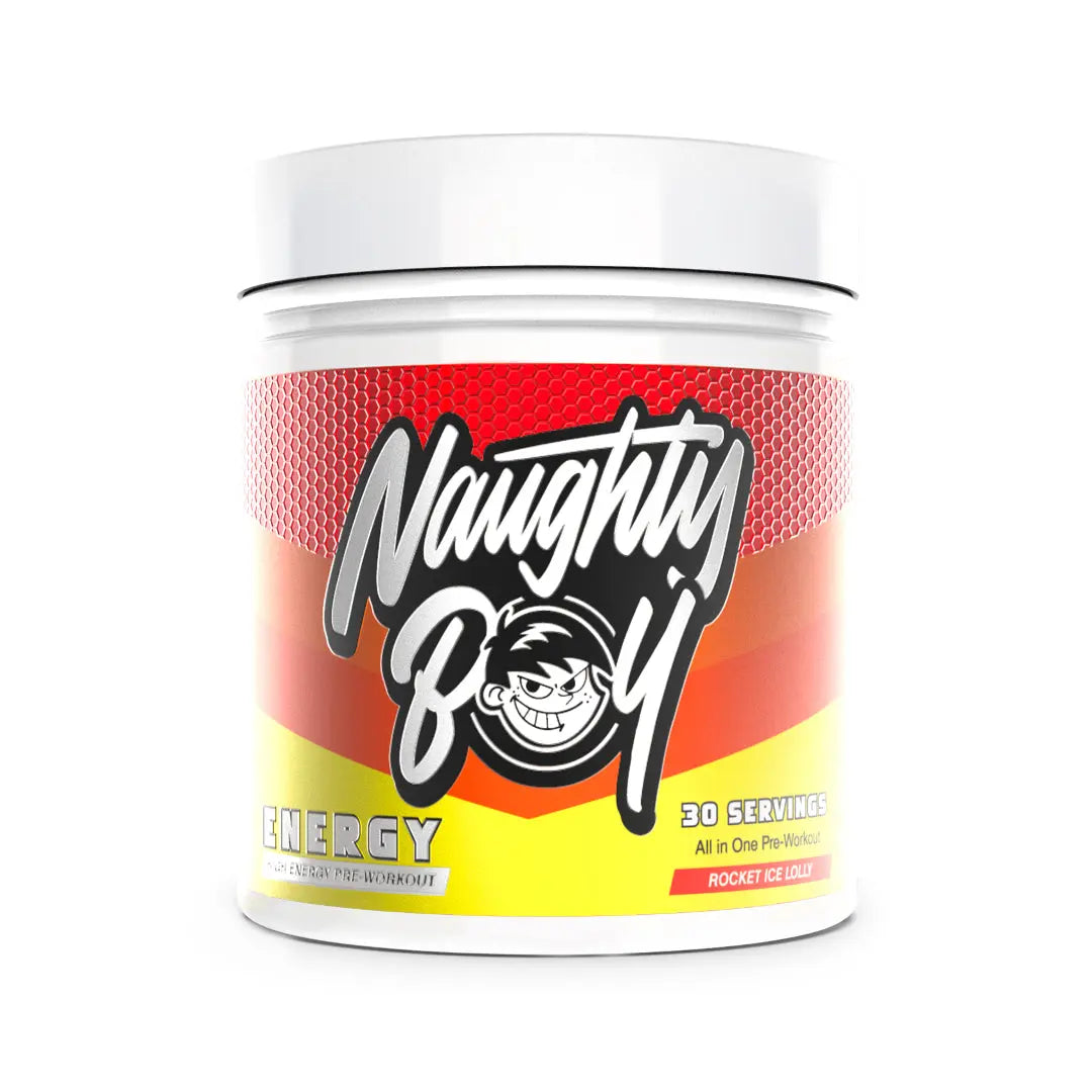 Naughty Boy ENERGY Pre-Workout 390g – Rocket Ice Lolly flavour tub