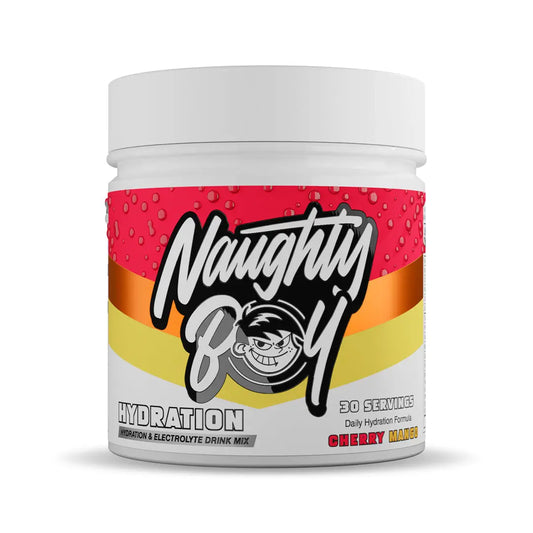 Naughty Boy Hydration 255g – Cherry Mango flavour tub