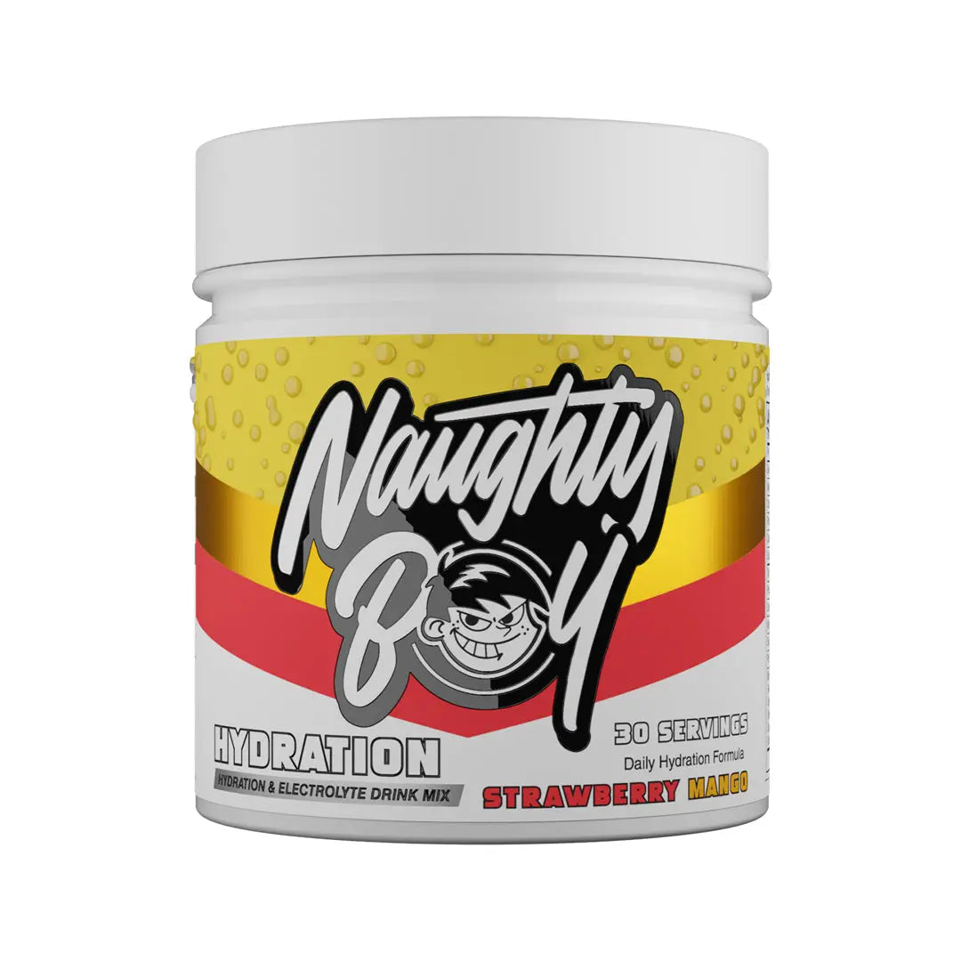 Naughty Boy Hydration 255g – Strawberry Mango flavour tub