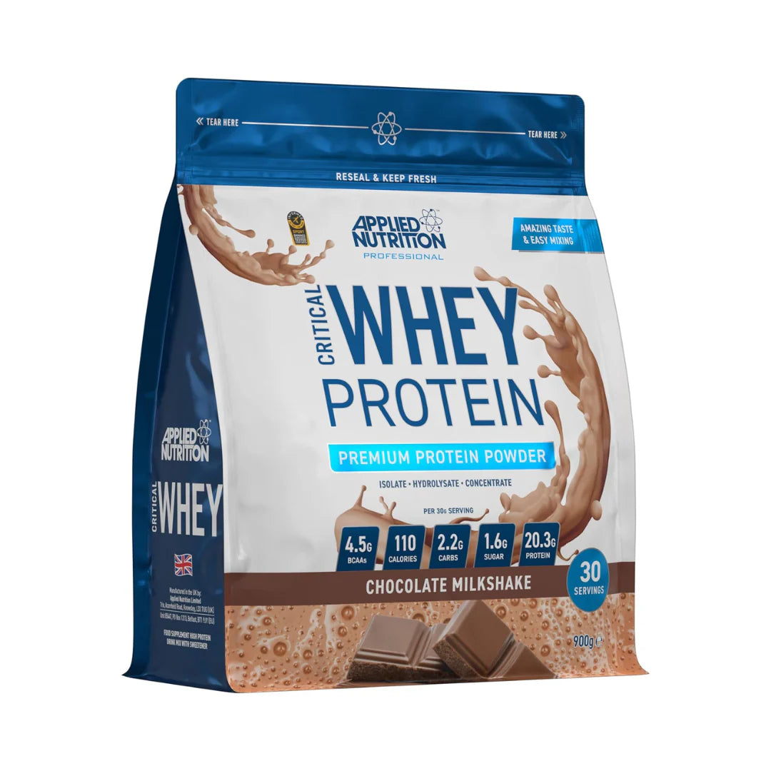 Applied Nutrition Critical Whey Protein 900g Bag (Choice of Flavours) - Evolution Supplements - Applied Nutrition Critical Whey Protein 900g Bag Front