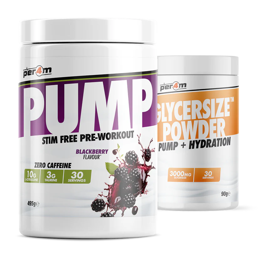 Per4m Pump Stim Free Pre Workout Caffeine Free 459g with Glycersize™ 90g (Choice of Falvours) - Evolution Supplements