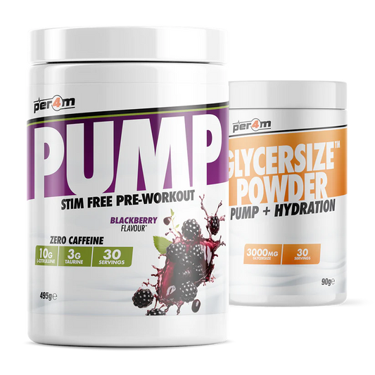 Per4m Pump Stim Free Pre Workout Caffeine Free 459g with Glycersize™ 90g (Choice of Falvours) - Evolution Supplements