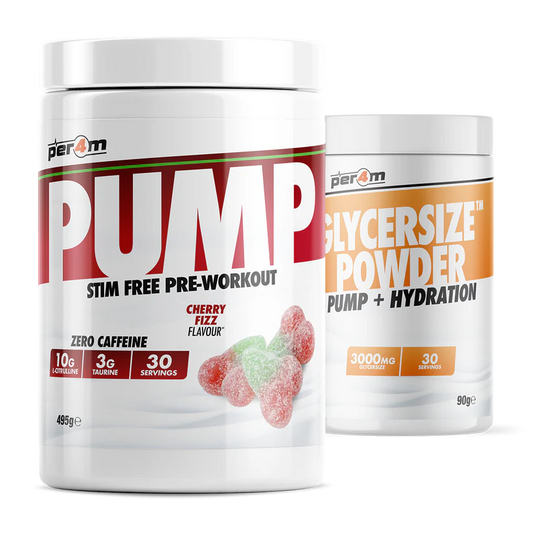 Per4m Pump Stim Free Pre Workout Caffeine Free 459g with Glycersize™ 90g (Choice of Falvours) - Evolution Supplements