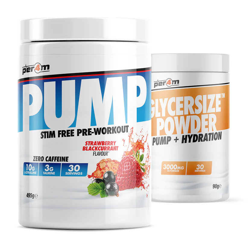 Per4m Pump Stim Free Pre Workout Caffeine Free 459g with Glycersize™ 90g (Choice of Falvours) - Evolution Supplements