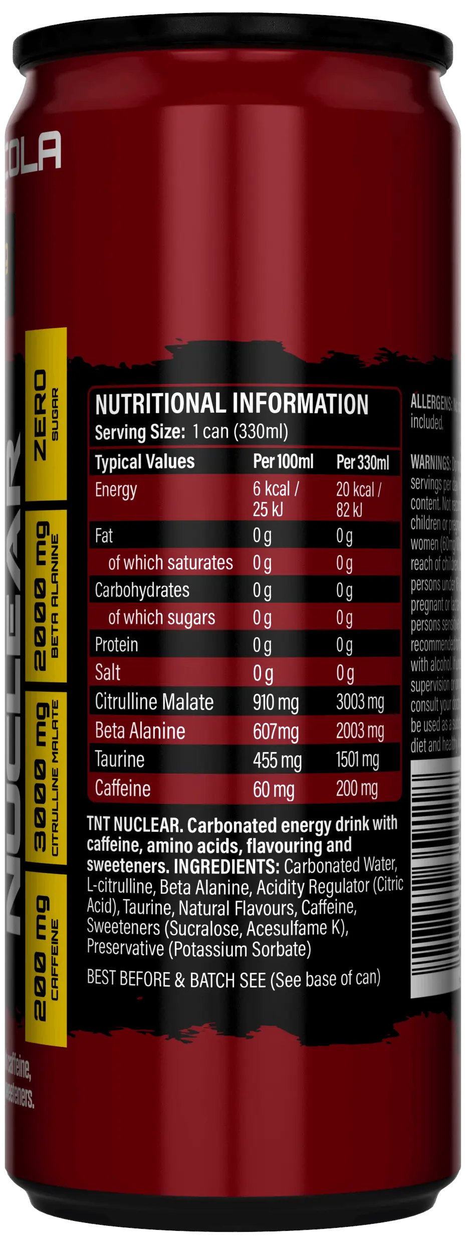 NXT TNT Nuclear 330ml - Single Can or Case of 12 - Various Flavours