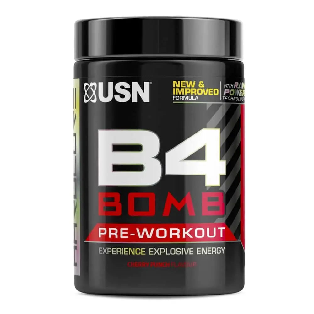 USN B4 Bomb Cherry Punch 300g pre-workout tub