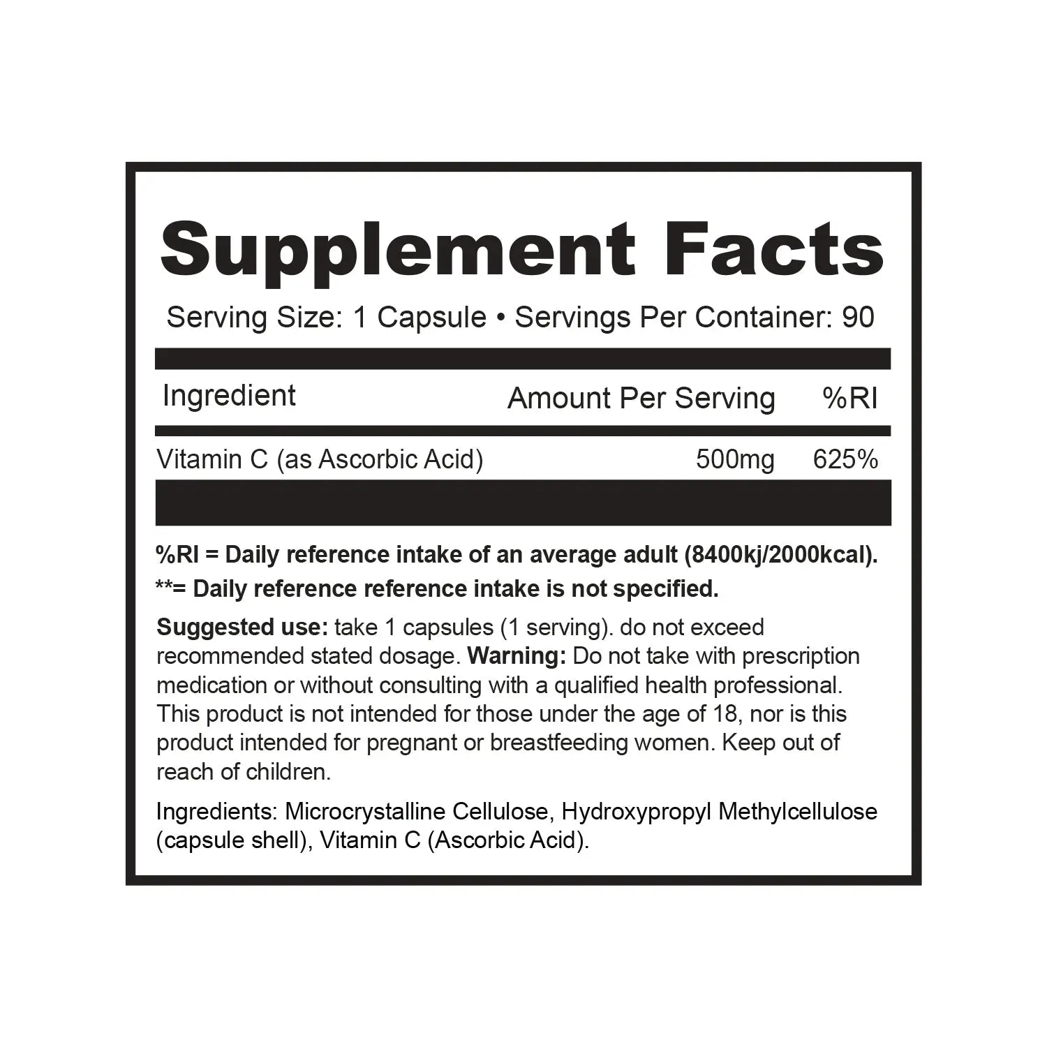 1SourceSupplements Vitamin C 500mg | 90 Capsules product image 2