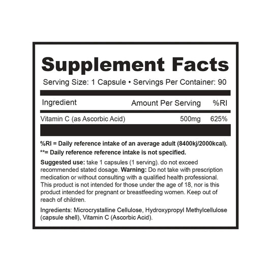 1SourceSupplements Vitamin C 500mg | 90 Capsules product image 2